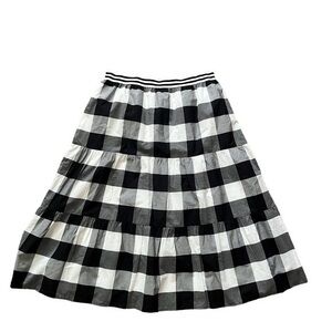 Talbots Black and White Checkered Midi Skirt